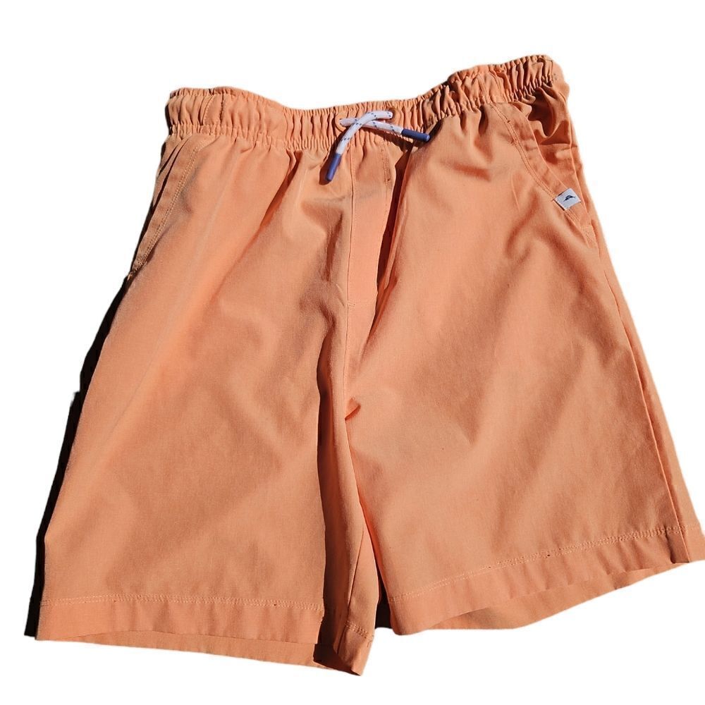 Tommy Bahama Boys Orange Cotton Swim Shorts Drawstring Elastic Waist Sz 14
